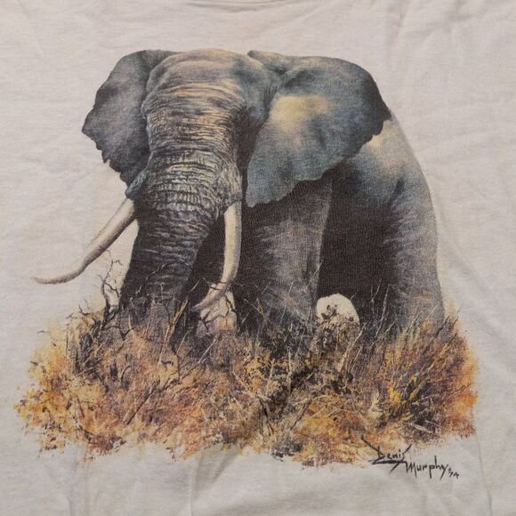 Vintage 1974, Denis Murphy, Elephant graphic Single Stitched T-shirt